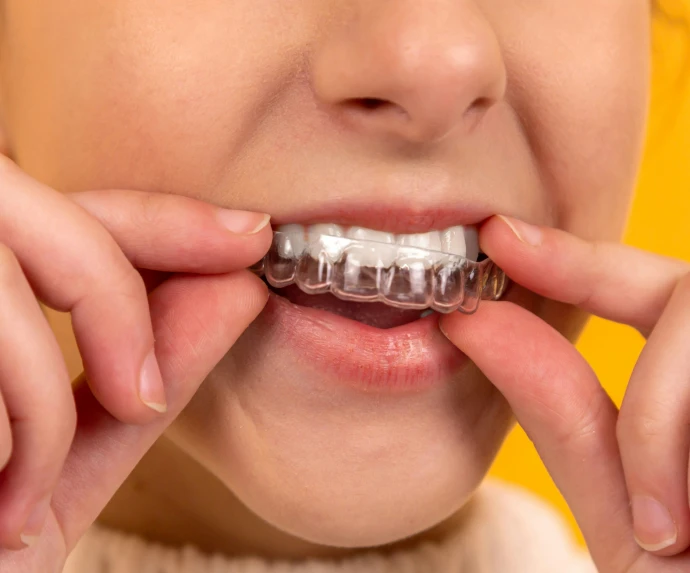 Kid putting on appliance - Developmental Dentistry
